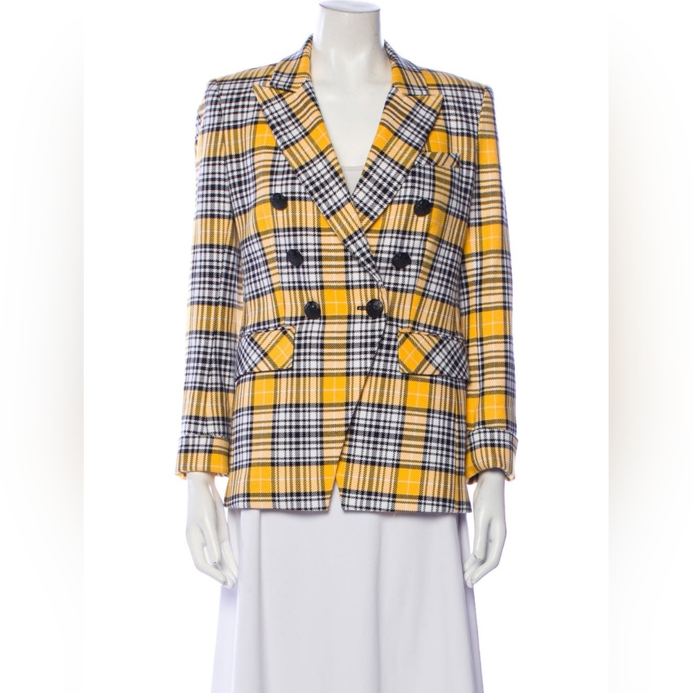 Veronica Beard Miller Plaid Blazer yellow